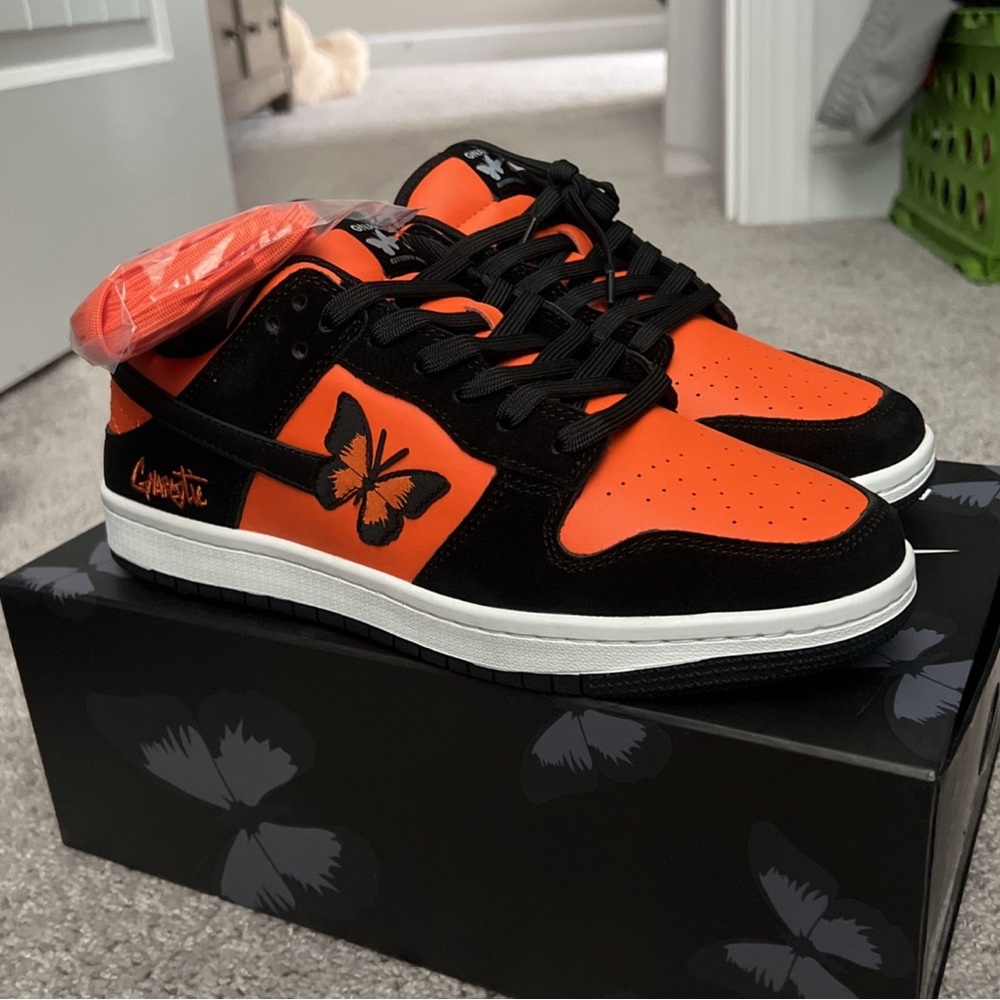 Orange and Black Butterfly Sneakers